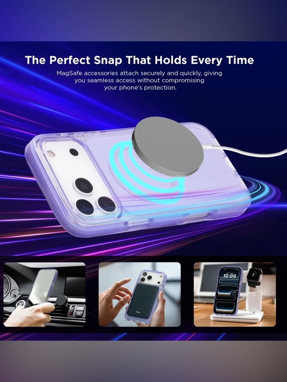 iHome Velo MagSafe Compatible Case for iPhone 17 Air - Purple - Picture 4 of 7